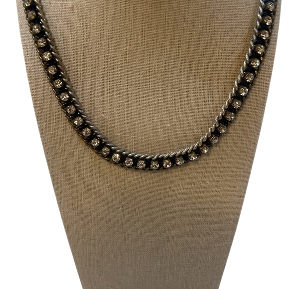 Banana Republic Woven Curb Double Gunmetal Chain & Rhinestone 24”L Necklace - Picture 5 of 10